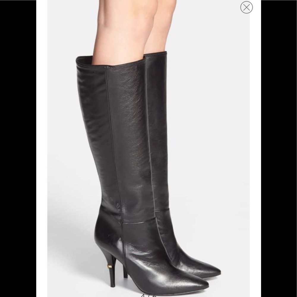 Tory Burch Bernice Boots Black  with Logo Heel  9